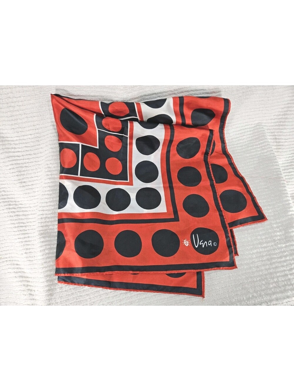 Vintage 1970s Vera Scarf Square Red Black Dot Nylon 26x26" Rain Head Neck Rare